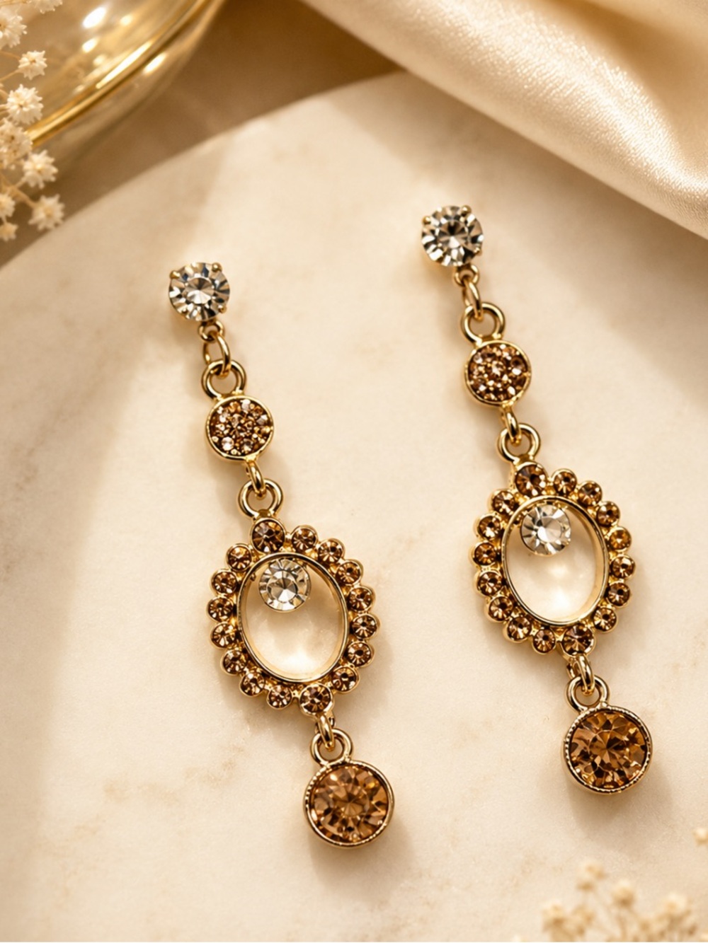 Gold Drop Crystal Earrings